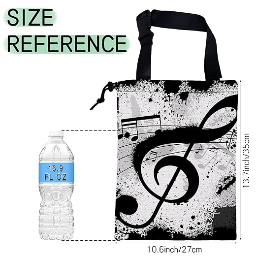 NHNXHWIA Music Notes Car Garbage Bag,Waterproof Small Car Trash Bag Hanging Back of Seat,Drawstring Hanging Car Trash Bag with Adjustable Buckle for Car Accessories