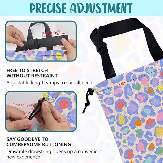 KXWQTRDD Car Garbage Bag Rainbow Colorful Leopard Drawstring Car Trash Bag Hanging for Back Seat with Adjustable Buckle Canvas Vehicle Trash Can Easy-to-Install
