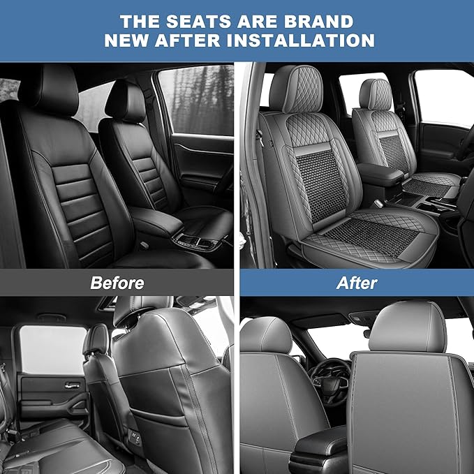 Ahsrnl Seat Covers Fit for Mitsubishi Mirage 2015-2025 2026 Cooling Ice Silk Faux Leather Seat Covers Breathable Seat Cushion Protector（2PCS Front Pair/Black&Gray