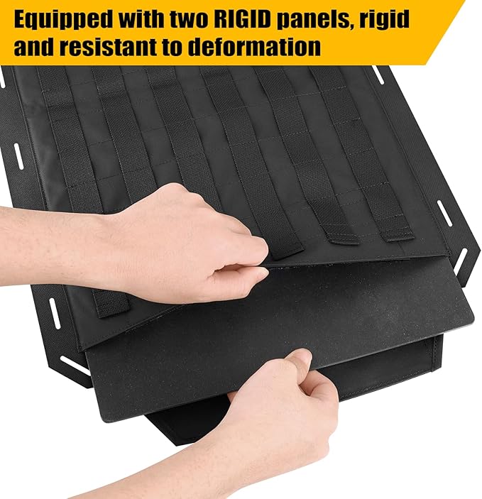 Molle Panels for Car Back Seat, Tactical Seat Back Organizer Covers for Vehicles Truck, Tactical Car Accessories Foldable for Universal Automotive (BK-Foldable)