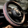 PINCTROT Bling Bling Comfy Steering Wheel Cover with Jumbo Crystal Rhinestones, Anti-Slip Diamond Leather, Universal 15 Inch (Red)