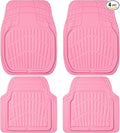 CAR PASS 4 Piece Leather Car Floor Mats -3D Cute Girly Waterproof All Weather Car Mat Full Set, Universal Trim to Fit & Anti-Slip Burr Bottom & Light Easy Clean for SUV Truck Auto Sedan Van(Pink)