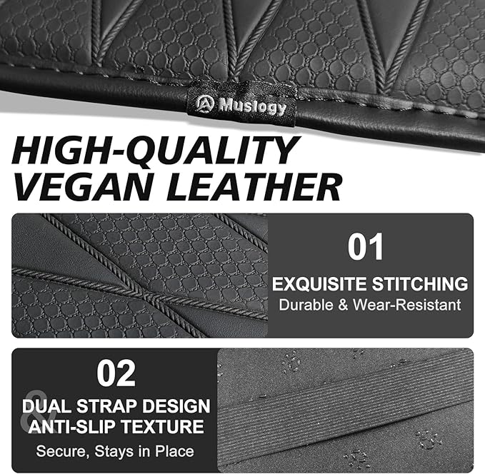 Muslogy Center Console Universal Armrest Cover Compatible with Most Vehicle, Truck, SUV, Sedan, Comfort Armrest Pad Anti-Slip Arm Rest Cushion Vegan Leather Protector Black(11.8 inches*7.9 inches)