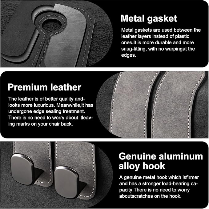 JinnEterri Car Purse Hook Purse Hook for Car Seats Headrest Car Seat Hooks,Heavy Duty Vehicle Organizer for Handbags, Groceries, Purses, Keep Car Tidy (Gray, 4 Pack)