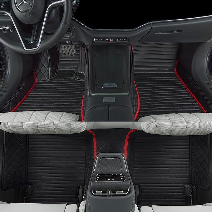 Luxury car Floor mats are for 99% of Vehicle Models,All Weather car Floor mats Provide Comprehensive Protection for Vehicles,Floor mats for car Personalized Customization! (2+1 BlackRed)