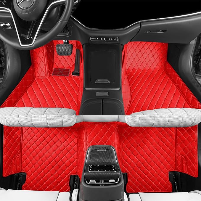 Luxury car Floor mats are for 99% of Vehicle Models,All Weather car Floor mats Provide Comprehensive Protection for Vehicles,Floor mats for car Personalized Customization! (red)