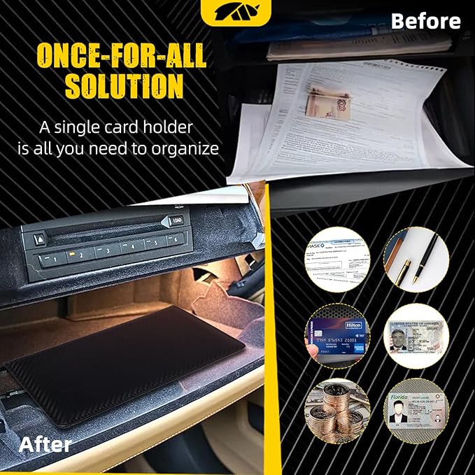 MIKKUPPA Car Registration and Insurance Holder - Car Card Holder with Magnetic Shut, Glove Box Organizer for Documents, Cards, License (Black)
