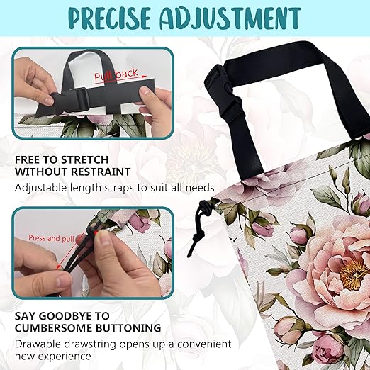 KXWQTRDD Car Trash Bag Pink Peonies and Green Leaves Leak-Proof Car Garbage Bag with Drawstring Foldable Canvas Trash Bin with Adjustable Buckle for Car Accessories