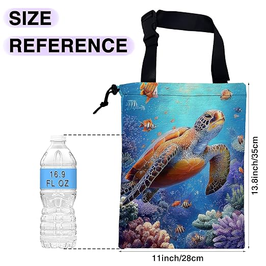 UUCBTAH Car Trash Bag Sea Turtles Car Garbage Bag Waterproof Car Trash Can for Back Seat with Adjustable Straps and Drawstring, Foldable Car Trash Bin for Car Accessories Vehicle Travelling Camping