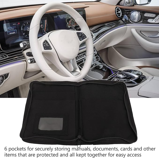 KIMISS Glove Box Folder, Car Glove Compartment Organizer Multifunctional Portable Document Holder Universal Car Stylish Zipped Design 6 Pockets