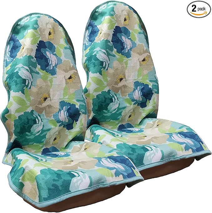 LoyaGour Car Seat Cover Protector Front Seats,for Gym Workout,Running,Swimming,Beach and Hiking,Waterproof Sweat Towel Bucket Seat Covers for Cars SUV Trucks (Chrysanthemum, 2Pcs)