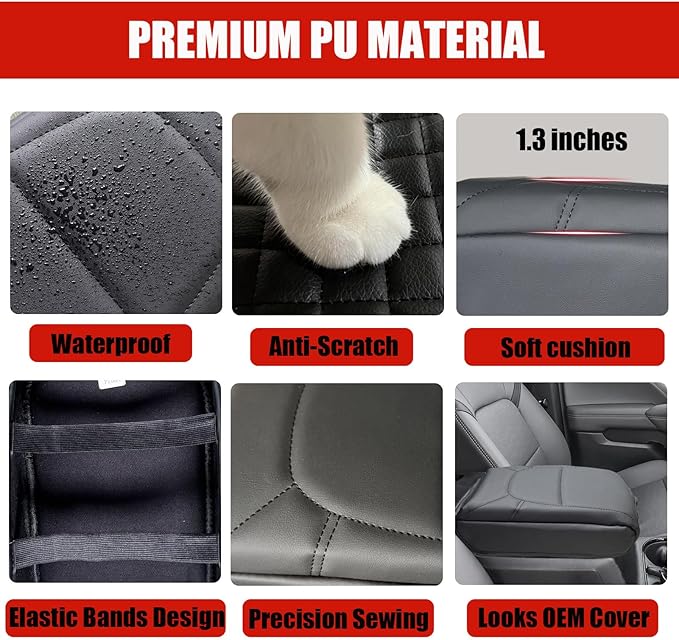 Center Console Cover for Chevy Colorado/GMC Canyon - [Upgraded] Thick & Soft Armrest Cover for Colorado Canyon 2023 2024 2025 2026 Interior Accessories - Black Stitch