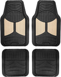 Automotive Floor Mats Climaproof for All Weather Protection Universal Fit Heavy Duty Rubber Fits Most Cars, SUVs, and Trucks, Full Set Trim to Fit FH Group Beige