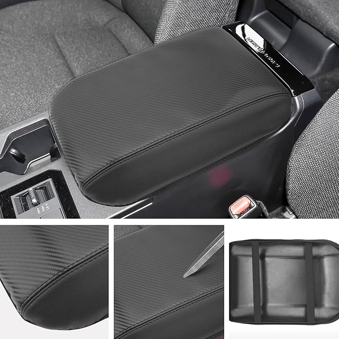 SXCY for 2024 2025 2026 Land Cruiser Armrest Cover for Toyota Land Cruiser 2025 2026 Center Console Cover 2024 2025 2026 Land Cruiser Center Console Cover (Black Carbon Fiber (Thin))