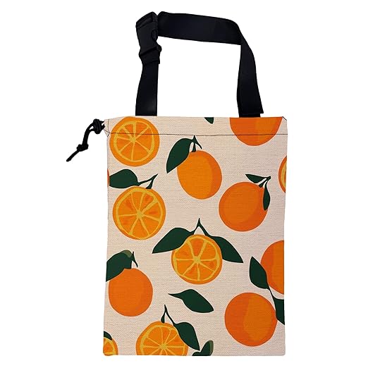 KXWQTRDD Car Trash Bag Vintage Orange Green Leaves Leak-Proof Car Garbage Bag with Drawstring Foldable Canvas Trash Bin with Adjustable Buckle for Car Accessories, Travelling, Camping