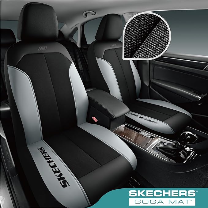 Skechers Car Seat Covers,GOGA Mat Oxford Cloth Seat Covers,Waterproof Car Seat Covers Front Seats,Automotive Universal Fit Seat Cover for Most Cars, Suvs, Trucks,Grey