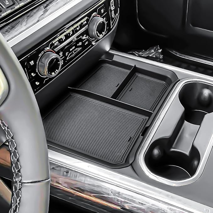 EDBETOS Front Center Console Organizer Tray for 2024-2025 Chevy Silverado 2500HD/3500HD Console Compartment Cover Hidden Organizer Insert Tray (Full Console w/Bucket Seats Only ! Not for Sierra!)