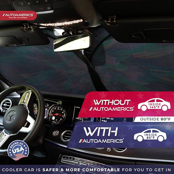 1-Piece Windshield Sun Shade - Foldable Car Front Window Sunshade for Cars SUV Truck Heat Blocker Visor Protector Blocks Max UV Rays and Keeps Your Vehicle Cool (Small = 59 x 28.5 inches, Shower)