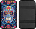 Funny Sugar Skulls Flower Car Center Console Cover Universal Car Armrest Cover Waterproof Auto Armrest Seat Box Mat Protector Decor Car Center Console Cushion Pad for Most Vehicle SUV Truck Car