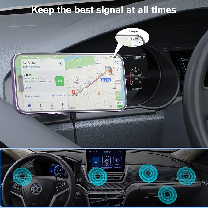 OHLPRO for MagSafe Car Mount Charger, 15W Fast Charging Car Magnetic Phone Holder for Dashboard and Air Vent, Compatible with iPhone 16/15/14/13/12 Series and Magsafe Case