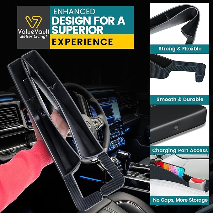 2Pcs Car Seat Gap Filler Organizer, Universal Gap Filler for Cars, SUVs & Trucks, Car blocker between seats to Prevent Essential Items from Falling, Car Gap Filler Designed for a Seamless interior Fit