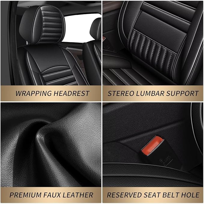 TTX LIGHTING 2 Front Car Seat Covers Custom Fit for Dodge Dart 2013-2016 Seat Covers Cushion Faux Leather Compatible with Airbag(Black)