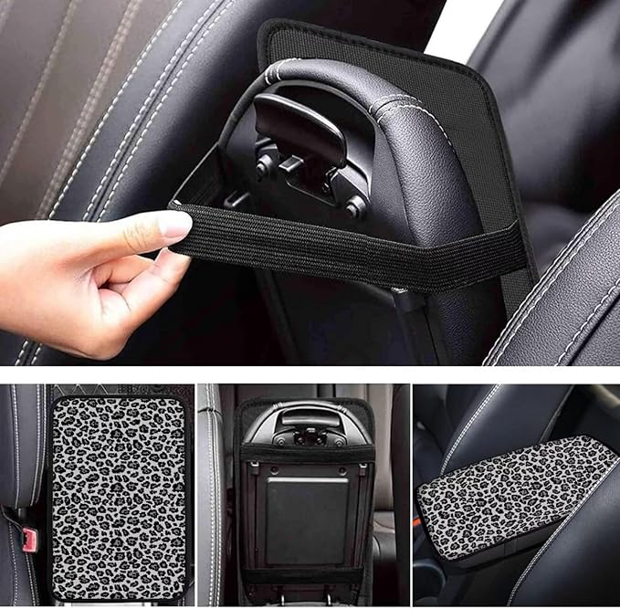 Mintutlipy Black Leopard Car Center Console Cover Car Decoration Accessories for Women Sweat Proof Wear Proof Car Armrest Protector