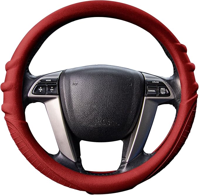 FH Group Universal Fit Silicone with Grip and Pattern Massaging Grip Steering Wheel Cover fits most Cars, SUVs, Trucks, and Vans Burgundy