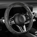 SEG Direct Car Steering Wheel Cover Large Size for F150 F250 F350 Ram 4Runner Tacoma Tundra Range Rover 15 1/2"-16" Embossed Microfiber Leather with Carbon Fiber Pattern Black