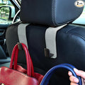 Amooca Car Seat Back Hook Universal Auto Storage Hanger Suede with Metal Car Seat Organizer for Handbag Purse Coat Umbrellas Grocery Bags 2 Pack Light Gray