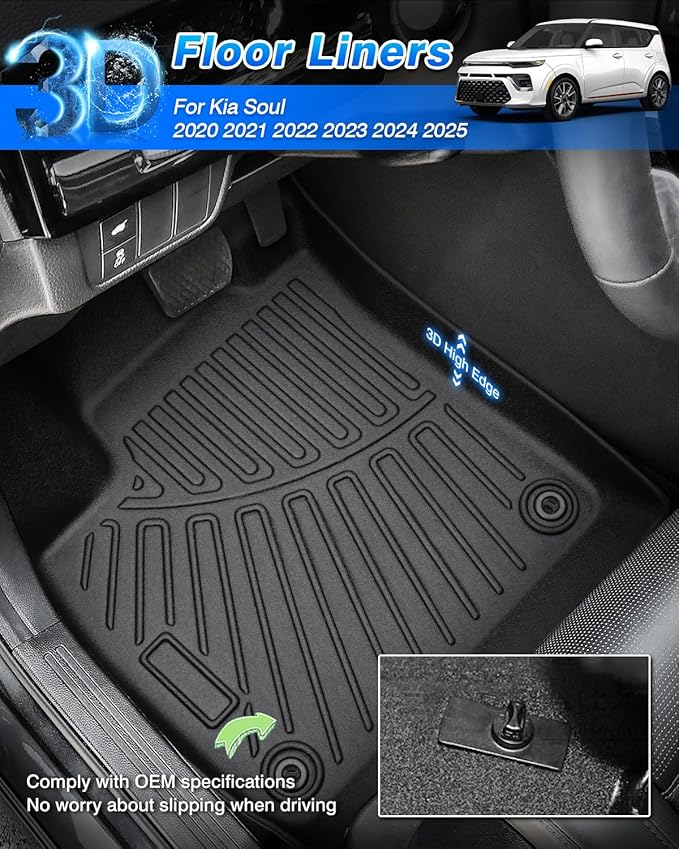Cartist Floor Mats and Cargo Liner Fit for Kia Soul 2020-2025 2026 All Weather Floor Mat Soul Accessories Heavy Duty Carpet Protection(Only Fit The Upper Floor of The Trunk)