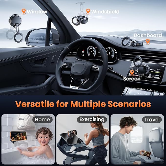 Gotubiim Vacuum Magnetic Car Phone Holder for MagSafe,360°Adjustable Car Phone Mount,Phone Holders for Your Car/Gym/Mirror,for iPhone 17 16 15 14 13 12 Series
