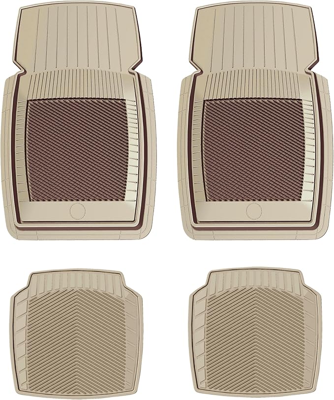 PantsSaver New Generation Car Mats – All-Weather, Heavy Duty, Waterproof, Anti-Slip Rubber Floor Liners for Cars, Trucks, SUVs, Minivans & More 4 Piece Set, Tan