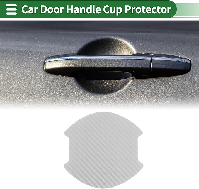 Motoforti Car Door Handle Cup Protector Door Handle Scratches Protective Films 3.89"x3.93" Fiber Silver Tone Magnetic Rubber, PVC 4 Pcs