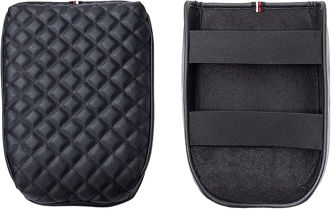 JKCOVER Premium Center Console Cover Compatible with Toyota Tacoma 2016 2017 2018 2019 2020 2021 2022 2023 PU Leather Car Armrest Cushion Protector (Black)