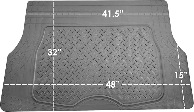 FH Group 4 Piece Liners Trimmable Climaproof™ Vinyl Car Floor Mats- Full Set with Premium Trimmable Vinyl Cargo Liner- Universal Fit for Cars Trucks and SUVs (Gray)