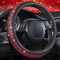 CAR PASS Red Diamond Black Leather Steering Wheel Cover, with Bling Crystal Rhinestones Universal Fit 14" 1/2-15" Crystal Glitter for Women Sparkle Girl Fit Suvs,Vans,Sedans,Cars,Trucks, Red Diamond