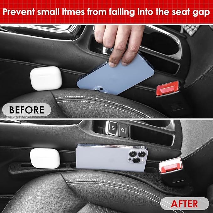 Car Seat Gap Filler 2 Pack, Universal Fit for Most Cars, Trucks, SUVs, Seat Gap Filler Prevents Things from Falling