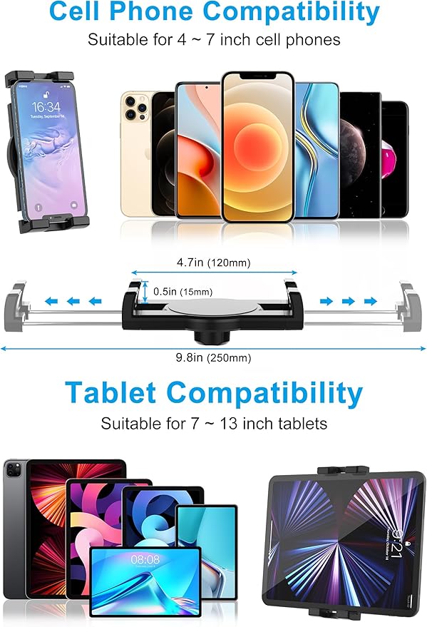 GDZN Dashboard Car Mount, Stretchable Dash Holder, Super Sticky Suction Cup Stand Clamp for iPad Pro 12.9 Air Mini, Galaxy Tabs, Z Fold, More 4-13" Cellphones and Tablets
