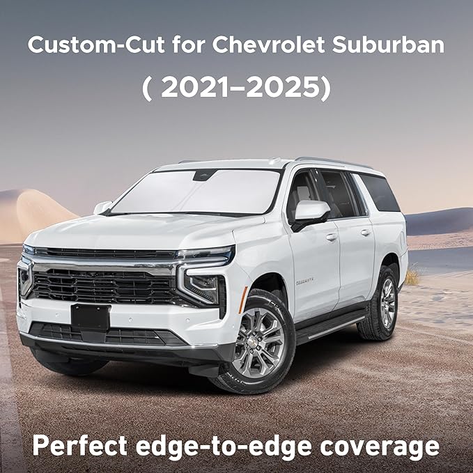 EcoNour Windshield Sun Shade for Chevrolet Suburban 2021–2022 2023 2024 2025, Sun Visor for Front Windshield & Window Sunshade Cover, UV Heat Blocker & Protector, Car Accessories