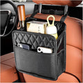 Car Back Seat Organizer, Large Capacity Foldable Car Headrest Hanging Organizer with Storage Pockets, Waterproof Leather Multipurpose Back Seat Storage Bag for Most Vehicles (Black)