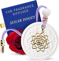 Luxury Car Air Freshener for Women - Refillable & Portable Essential Oil Fragrance Diffuser - Cute Car Accessories & Interior Decor - Mirror Hanging or Vent Clips - Mandala Gold Charm, Rose Scent