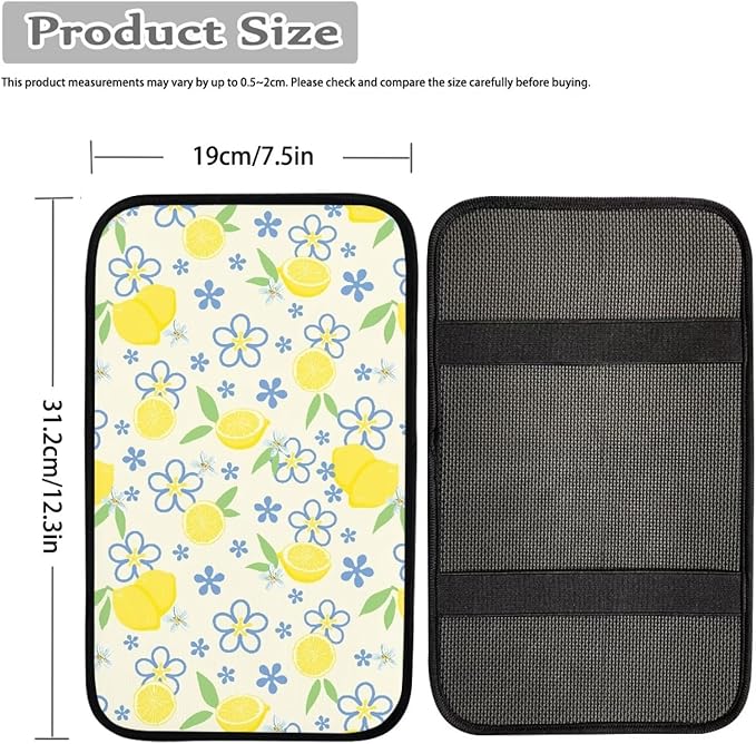 Lemon Car Center Console Armrest Cover Pad Waterproof Automotive Armrest Cover Pad Lemon Car Interior Decor Accessories for Truck Sedan SUV Vehicles