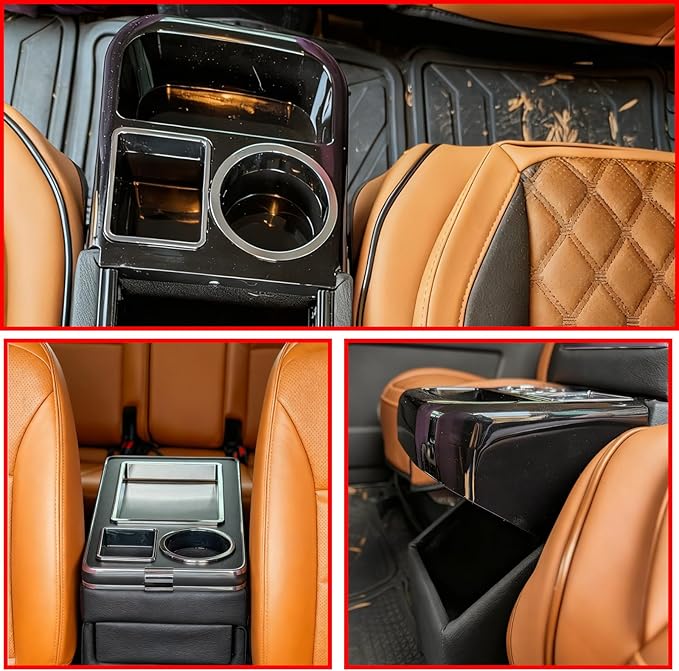 YURSENJIE Truck Center Console Organizer Between Seat for Minivans, SUVs, Middle Van Bench Organizer for Floor Between The Back Seat Console 18 Wheelers with Sliding Lid Design
