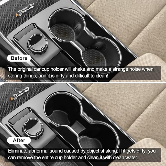 smabee Center Console Cup Holder Insert for Chevy Equinox 2025 2026 TPE Drinks Holder Box Organizer Car Interior Accessories Black