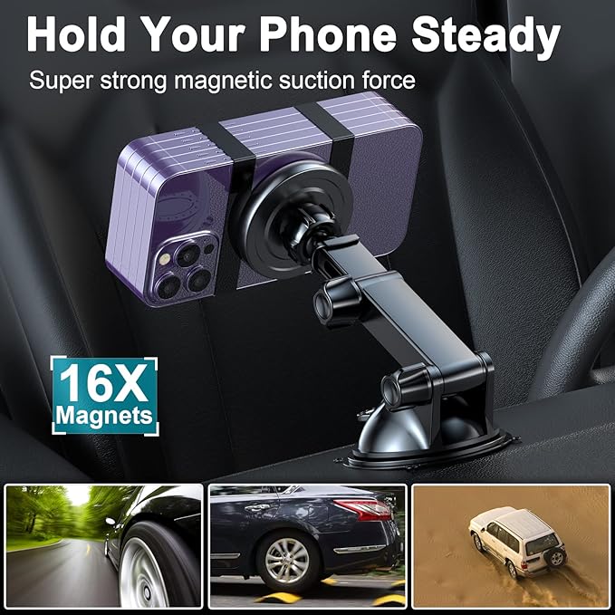 for MagSafe Car Mount Charger, 15W Fast Wireless Charging Magnetic Phone Holder for Car [N55 Strong Magnet] Compatible with iPhone 17 16 15 14 13 12 Series Vent Dashboard Windshield