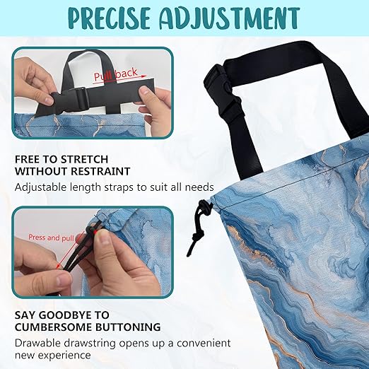 KXWQTRDD Car Garbage Bag Abstract Blue and Gold Marble Drawstring Car Trash Bag Hanging for Back Seat with Adjustable Buckle Canvas Vehicle Trash Can Easy-to-Install