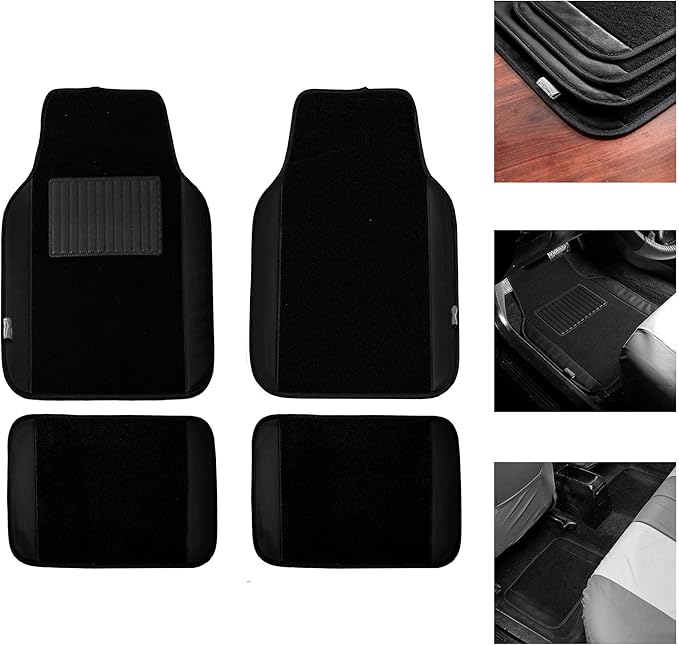 FH Group Car Floor Mats - Carpet for Cars, Universal Fit Automotive All Purpose Car Protector Mat for Most Sedan, SUV, Truck Floor Mats Black