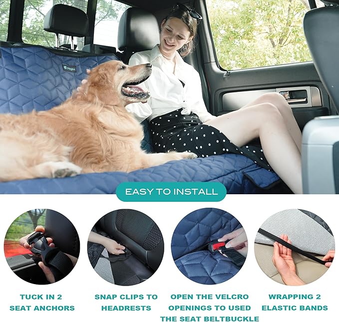 Meginc Dog Car Seat Covers for Back Seat, Heavy Duty Pet Bench Seat Covers for Trucks Waterproof Protector Back Seat Nonslip Dogs Car Seat Covers for Crew Cab/Ford F-Series/Ram 1500/Sierra/Silverado
