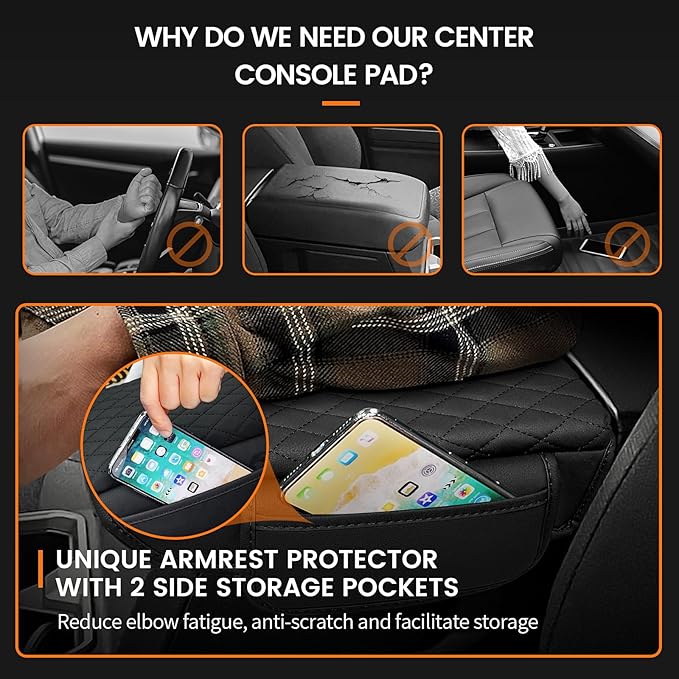 Custom for Center Console Cover 2025 2026 Toyota 4runner Armrest Cover Accessories PU Leather Armrest Seat Box Cover Protector with Pockets Storage Bag